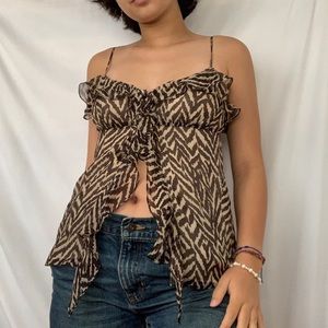 Y2k brown ruffle tank!
